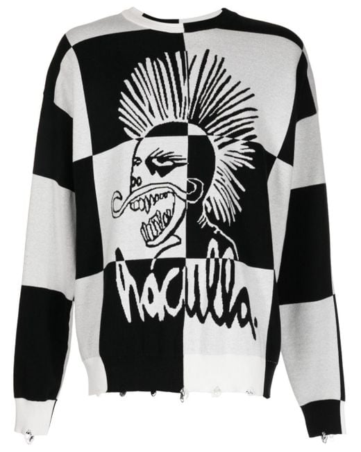 Haculla Black This Is Chess Intarsia-knit Jumper for men