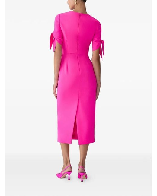 Carolina Herrera Pink Tie-Sleeve Midi Dress