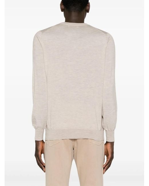 Brunello Cucinelli White Crew-Neck Mélange-Effect Jumper for men