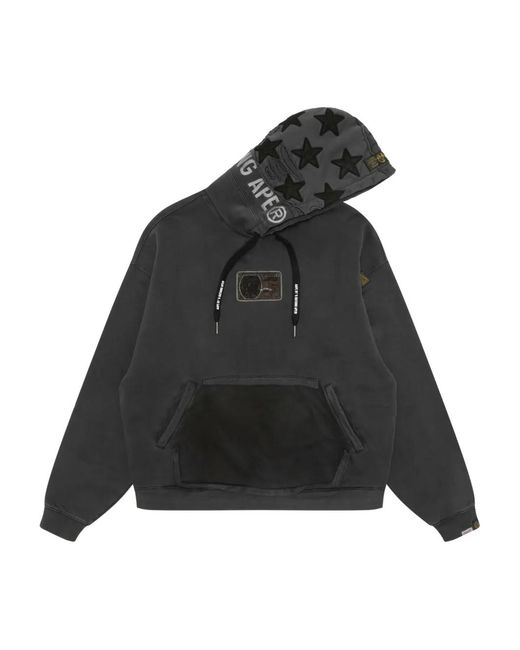Aape By A Bathing Ape Black Appliqué Hooded Sweater for men