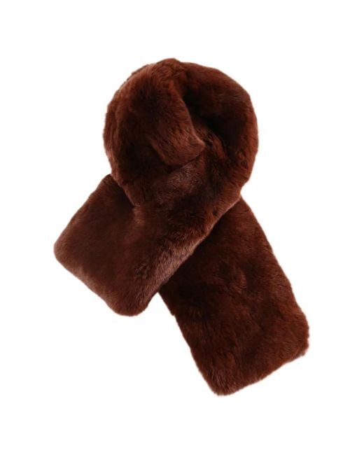 Yves Salomon Brown Shearling-Effect Scarf