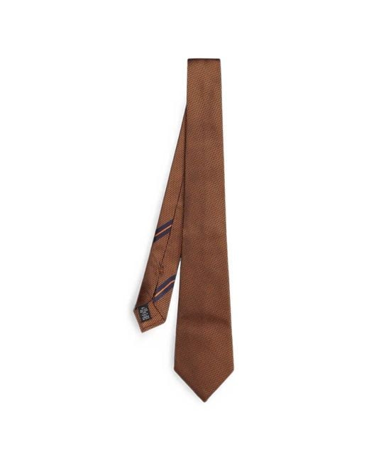 Zegna Brown Geometric-Pattern Silk Tie for men