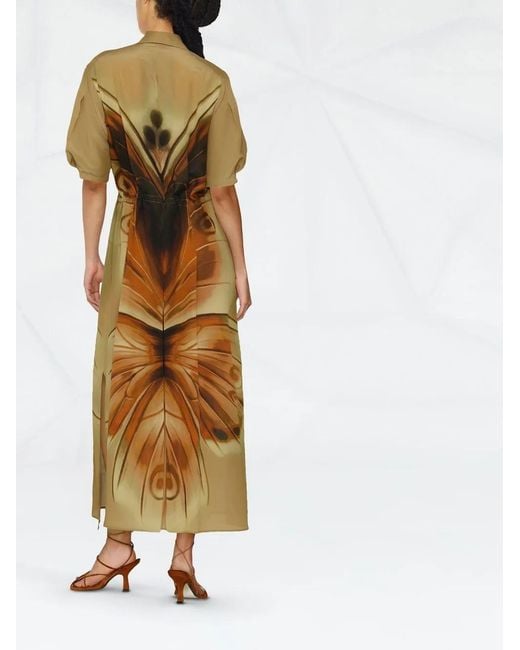 Alberta Ferretti Metallic Abstract-Print Shirtdress