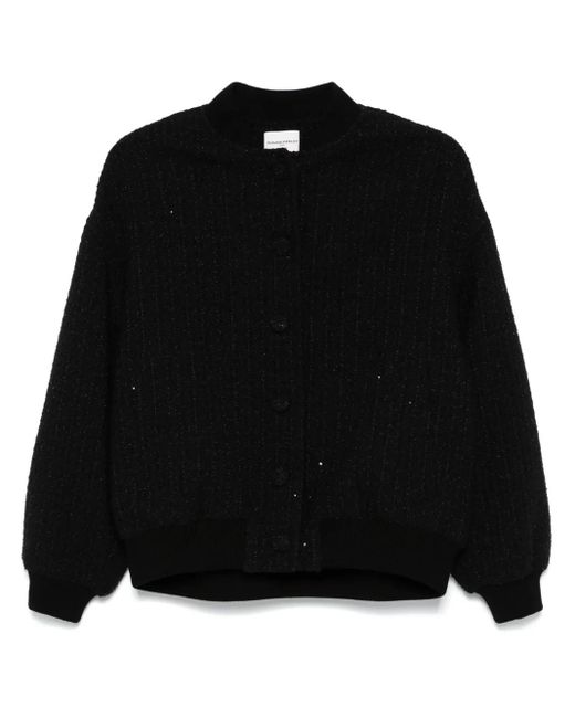 Claudie Pierlot Black Tweed Bomber Jacket