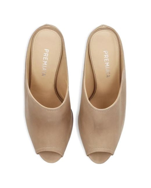 Premiata Natural Peep-Toe Heeled Sandals