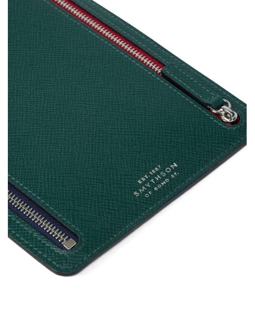 Smythson Green Panama Multi-Zip Case