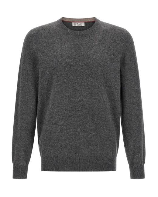 Brunello Cucinelli Kasjmier Trui Met Ronde Hals in het Gray voor heren