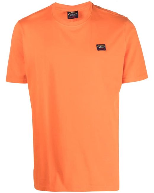 Paul & Shark Orange Logo-Patch Cotton T-Shirt for men