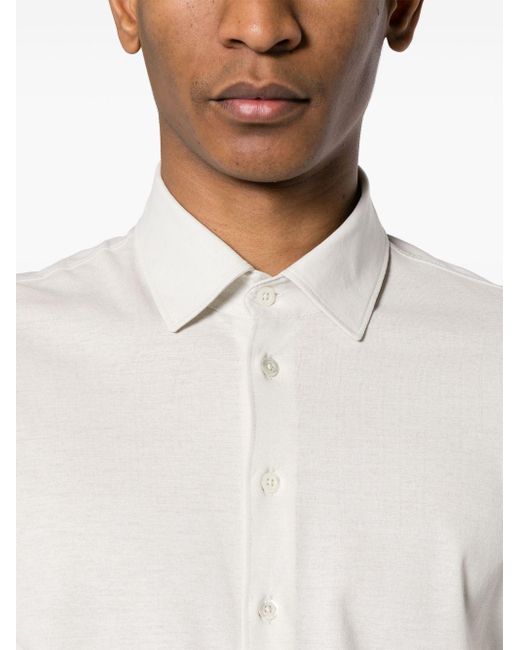 Herno White Spread-collar Cotton Shirt for men