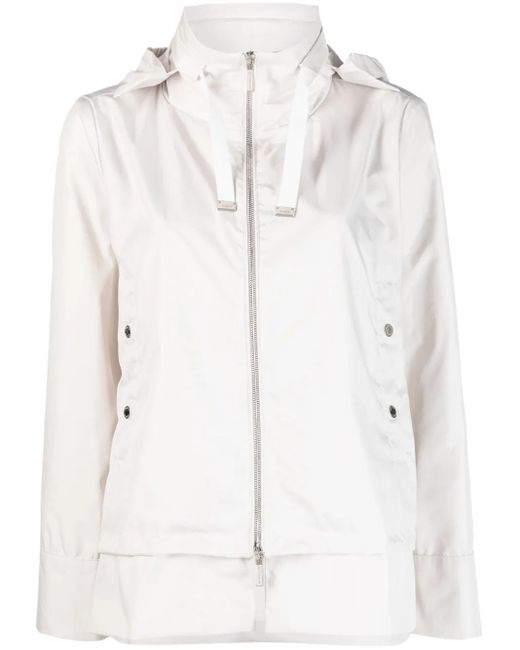 Moorer White Layered-Effect Hooded Jacket