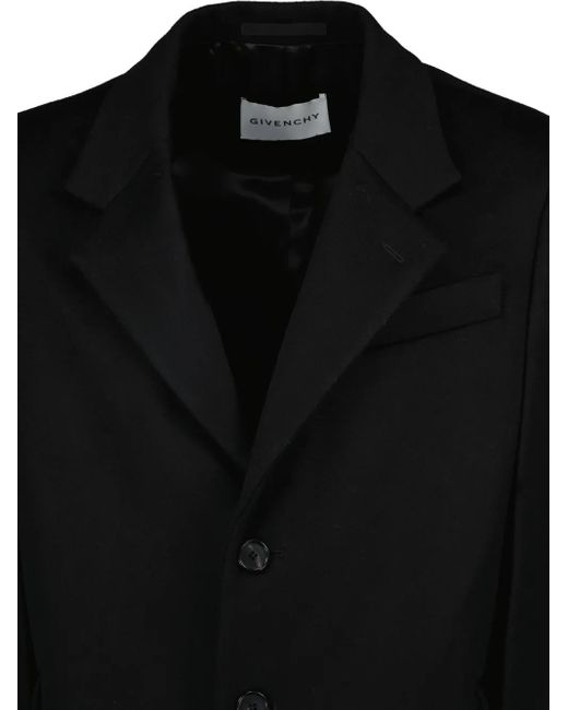 Givenchy Black Button-Fastening Single-Breasted Coat for men