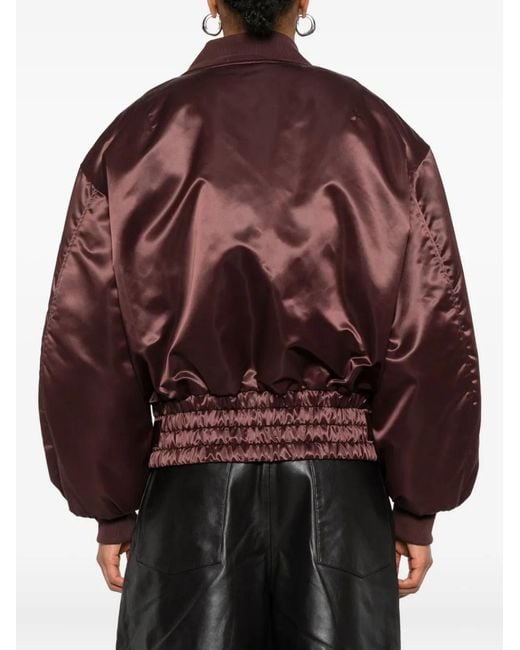 Chopova Lowena Brown Chain-Embellished Bomber Jacket