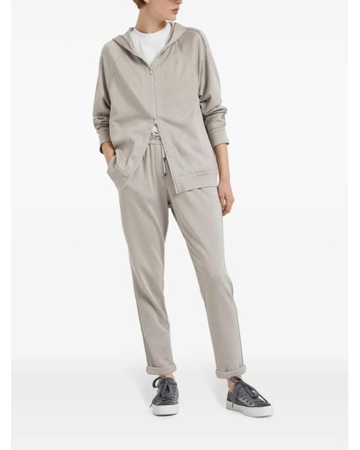Brunello Cucinelli Gray Monili-Chain Detail T-Shirt