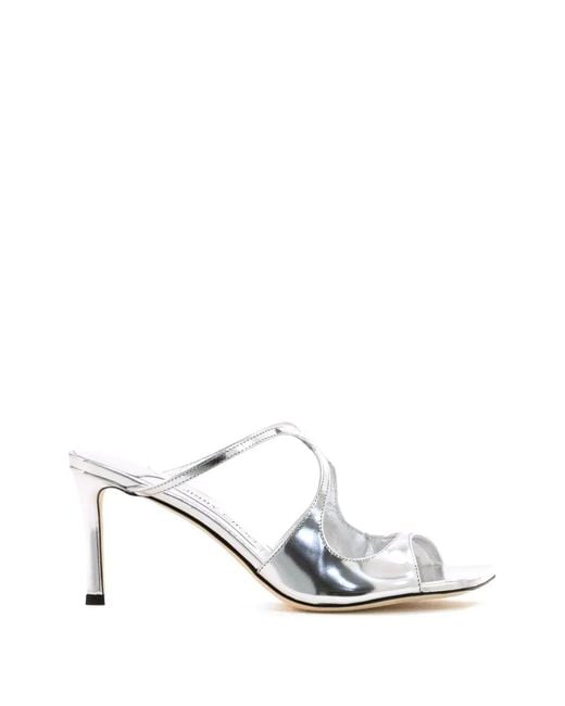 Jimmy Choo White Anise 75 Cross Strap Sandals