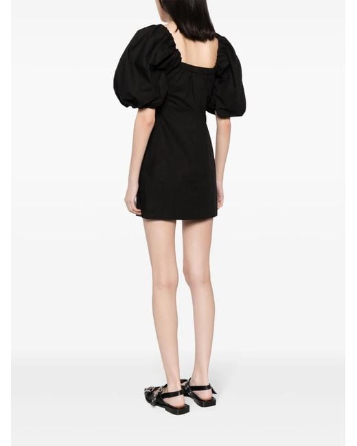 Ganni Black Organic Cotton Mini Dress