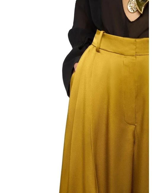 Nina Ricci Yellow Satin Straight Trousers