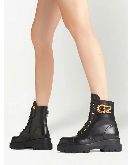 Giuseppe Zanotti Black Tankie Boot Lace-Up Boots