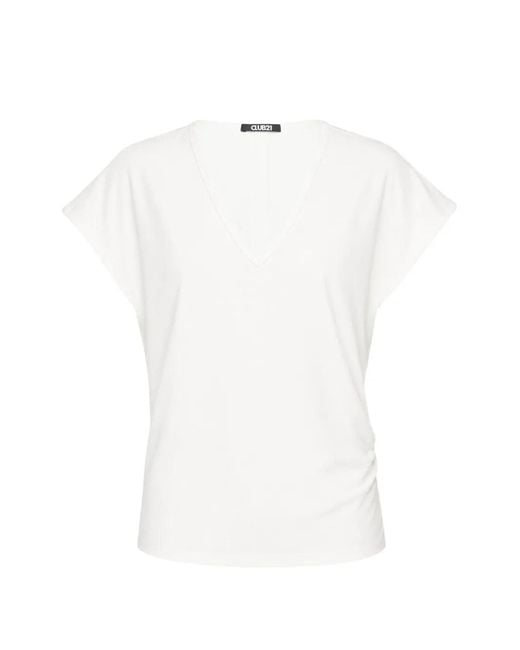 Club21 Collection White Leonie V-Neck T-Shirt