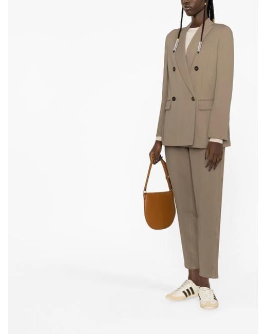 Brunello Cucinelli Natural Double-Breasted Cotton-Blend Blazer