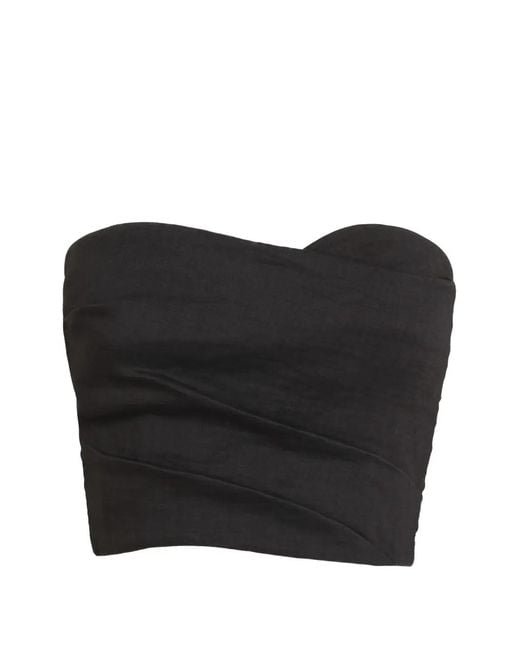 Cortana Black Brenna Strapless Draped Top