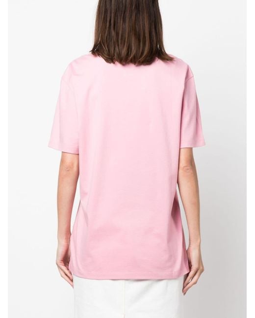 Versace Pink T-Shirt mit Logo-Stickerei