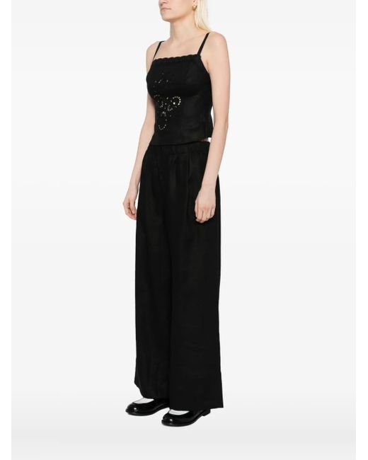 Reformation Black Eva Linen Top