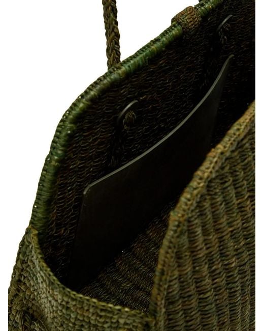 Jacquemus Green Woven Leaf-Pendant Tote Bag