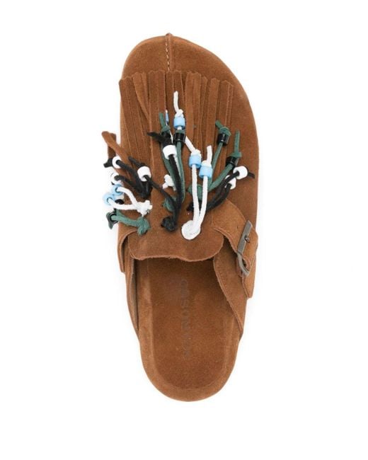Scarosso Brown Geo Suede Sandals for men