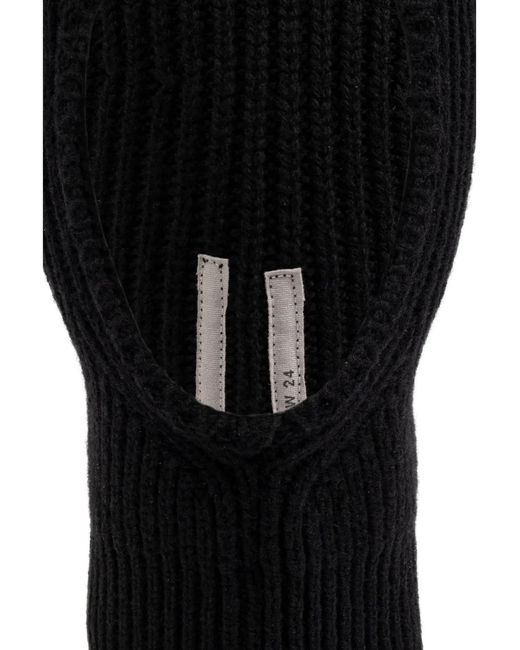 Rick Owens Black Ribbed-Knit Balaclava for men