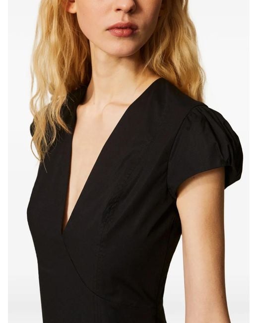 Twinset Black V-Neck Open-Back Long Dress