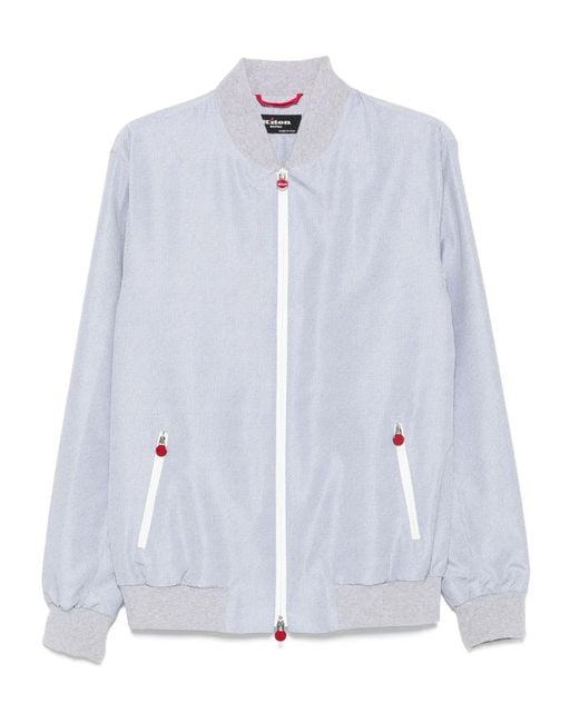 Kiton White Checked Zip-Front Bomber Jacket for men