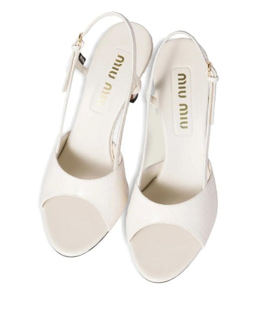 Miu Miu White Slingback Leather Sandals