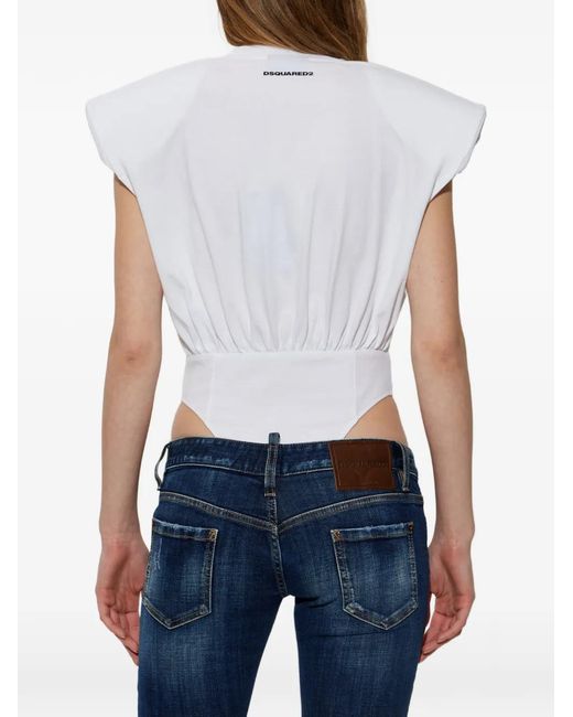 DSquared² White Iconique Logo-Embellishment Bodysuit