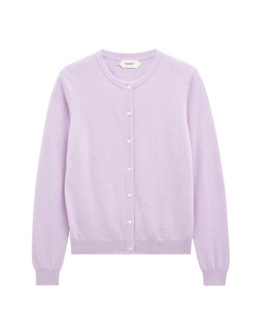 Pringle of Scotland Purple Crew-Neck Cashmere Cardigan