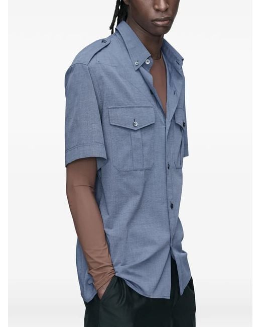 Maison Margiela Blue Foldable Short-Sleeved Shirt for men