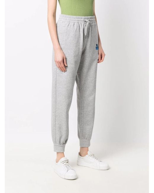 Isabel Marant Gray Logo-Patch Track Pants