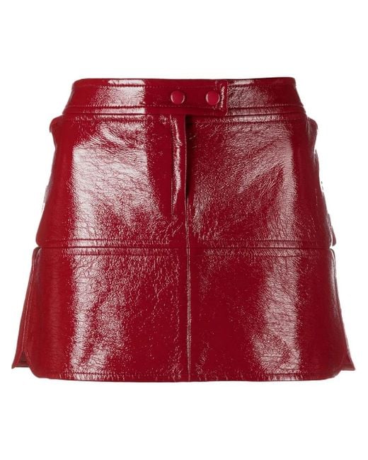 Courreges Mini-Rok Van Imitatieleer in het Red