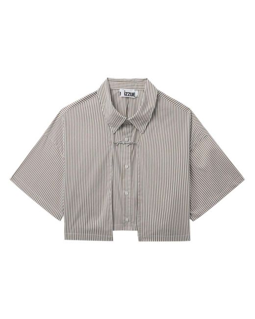 Izzue Gray Striped Cropped Shirt