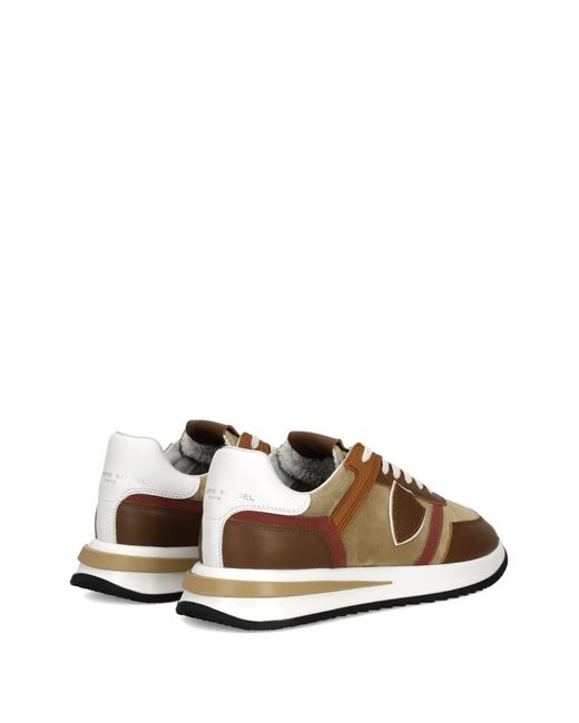 Philippe Model Brown Panelled Sneakers for men