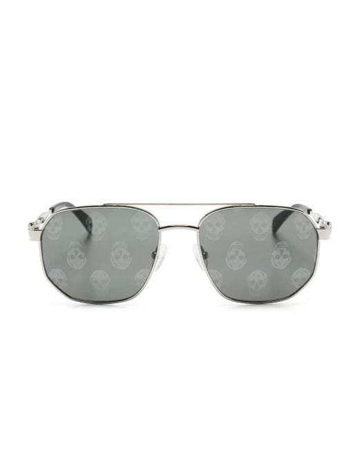 Alexander McQueen Caravan-Sonnenbrille Aus Metall Mit Floating Skull in Metallic für Herren