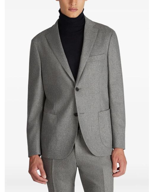 Incotex Gray Single-Breasted Flannel Jacket for men
