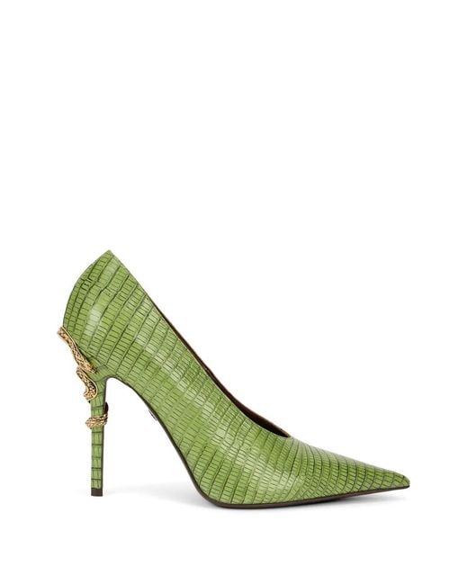 Roberto Cavalli Green Reptile-Effect Pumps
