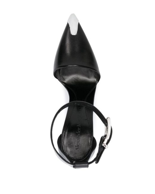 Alexander McQueen Black 105mm Metallic Toe-cap Detail Pumps