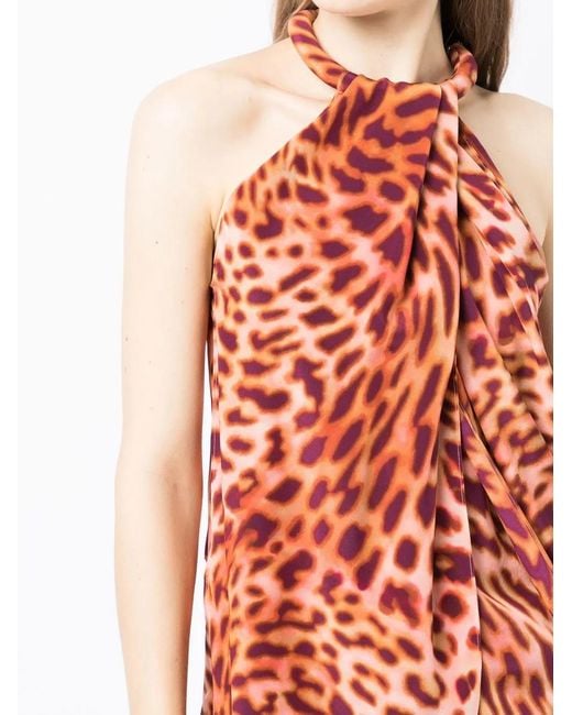 Stella McCartney Orange Animal-Print Draped Blouse