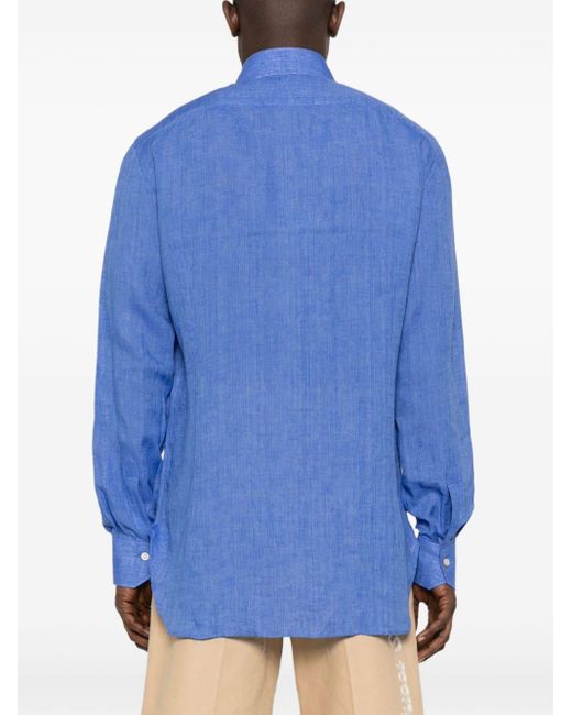Chemise en lin Kiton pour homme en coloris Blue