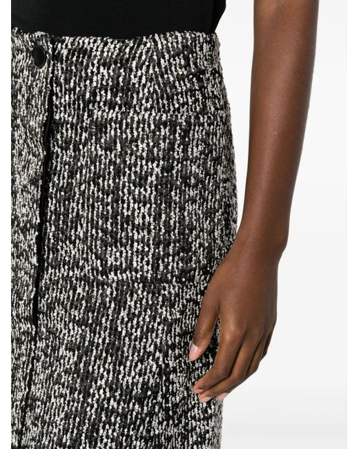 Lanvin Gray Textured-Finish Mid-Rise Skirt