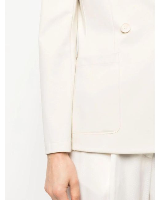 Harris Wharf London Natural Double-Breasted Blazer