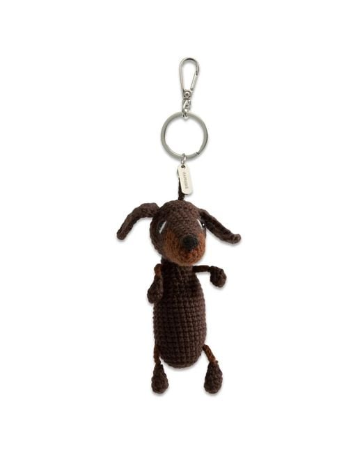 NAHMIAS White Doxie Crochet Dog Keychain for men