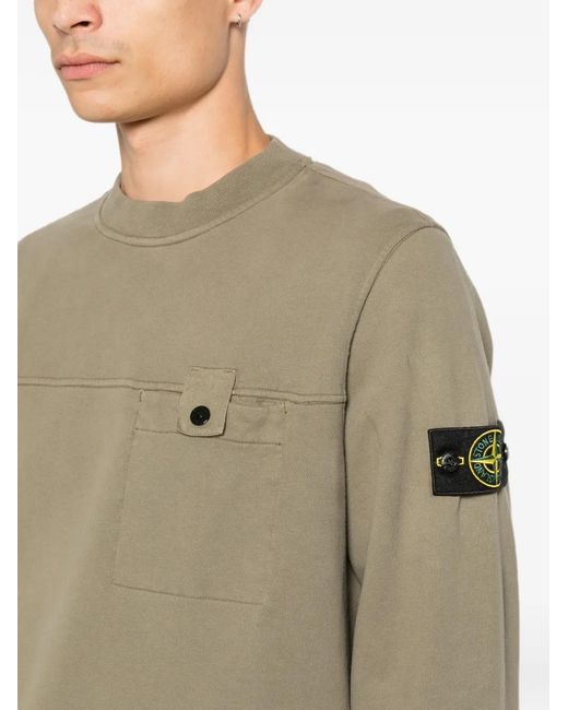 Stone Island Natural Logo-Patch Chest-Pocket Sweatshirt for men