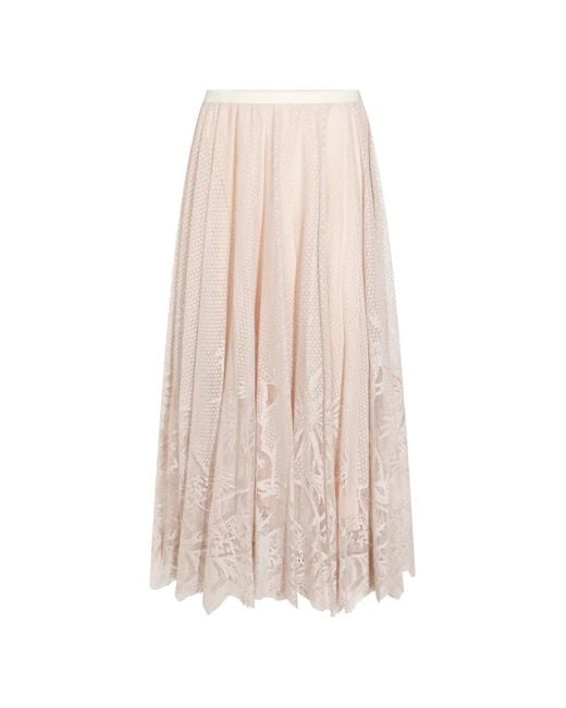 Fabiana Filippi Pink Lace-Panelling A-Line Midi Skirt
